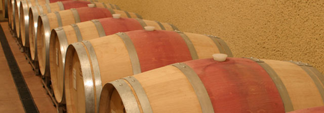 barrels in the Six Sigma wine cave